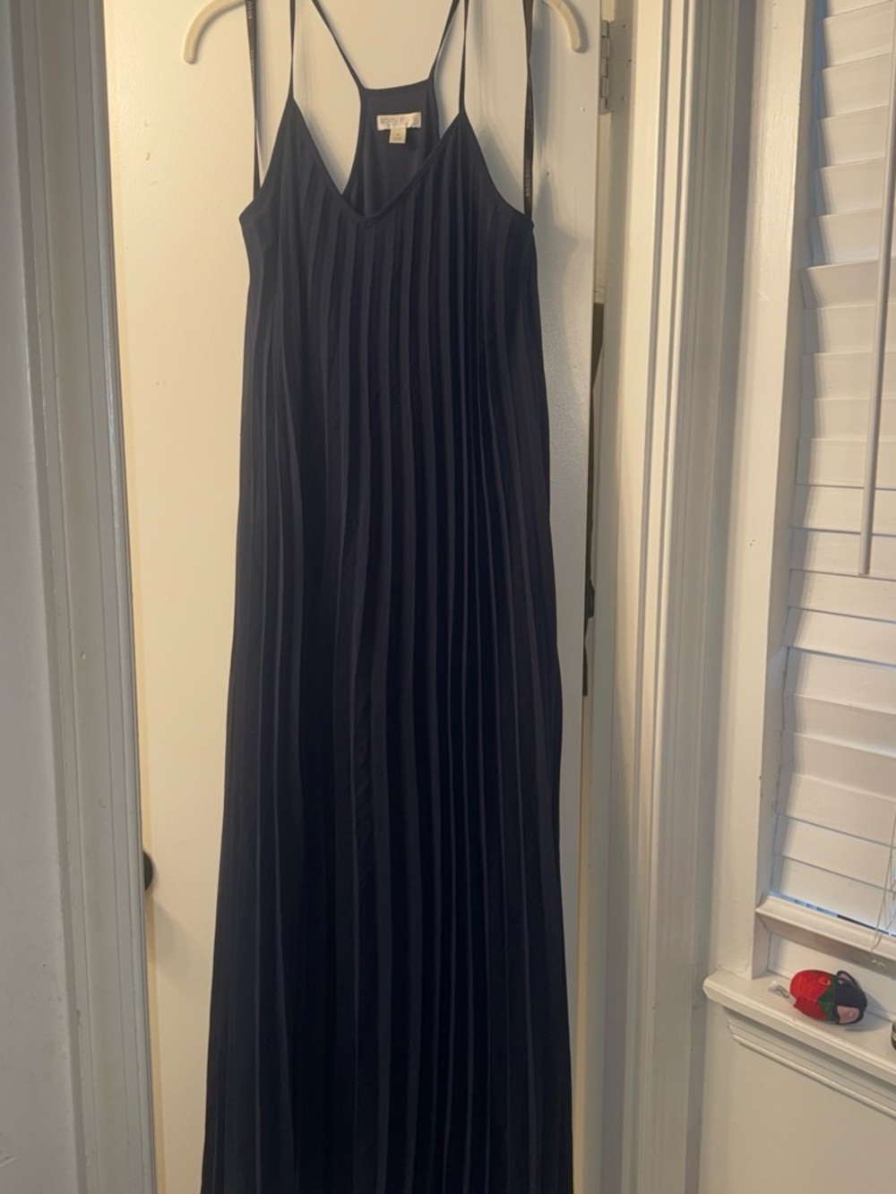 Bisou Bisou Navy Pleated Maxi Slip Dress